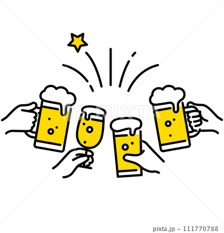 ビールで乾杯するアイコン 111770788