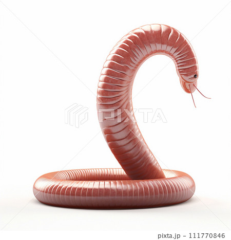 Beautiful big wild earthworm looking forward is shown in full length, Ai generated 111770846