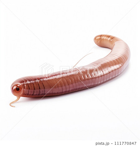 Beautiful big wild earthworm looking forward is shown in full length, Ai generated 111770847