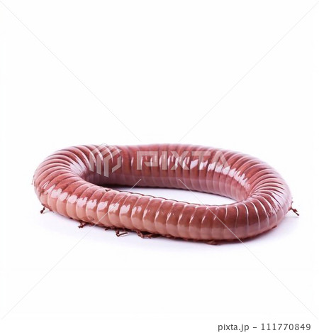 Beautiful big wild earthworm looking forward is shown in full length, Ai generated 111770849