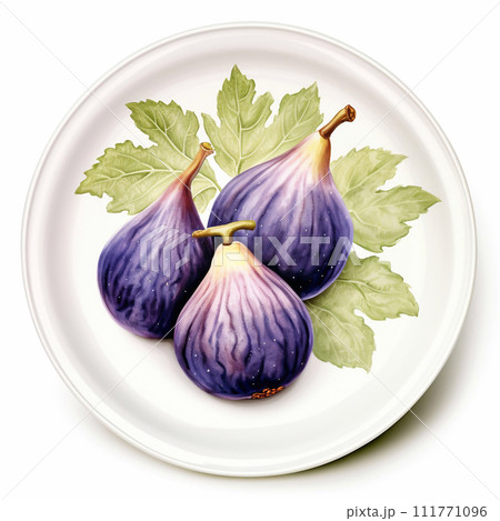 Juicy delicious fig lies on beautiful plate, Ai generated 111771096