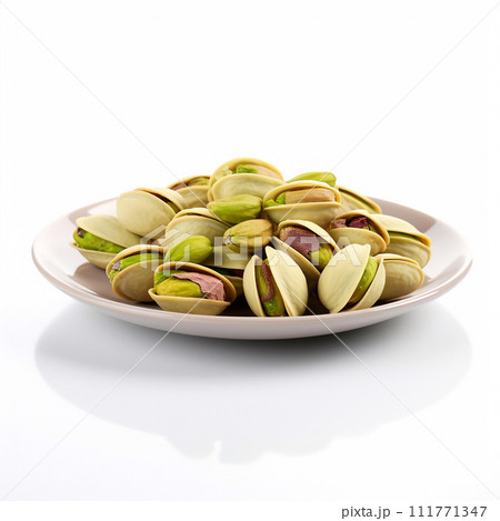 delicious nut pistachio lies on beautiful plate, Ai generated delicious nut pistachio lies on beautiful plate, Ai generated 111771347