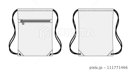 ドローストリングバッグ・スポーツバッグ ベクターテンプレートイラスト 111771466