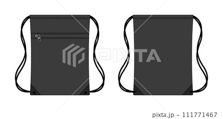 ドローストリングバッグ・スポーツバッグ ベクターテンプレートイラスト ドローストリングバッグ・スポーツバッグ ベクターテンプレートイラスト 111771467