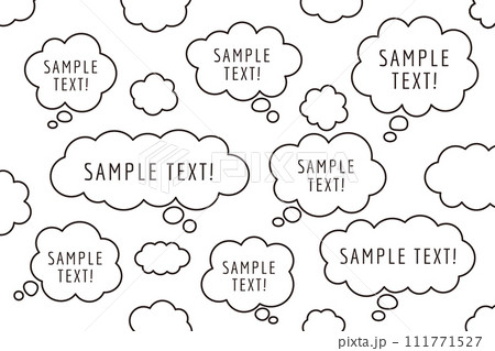 もやもやした雲の形をした吹き出しの線画、モクモクとしたフキダシのベクターイラストの線 もやもやした雲の形をした吹き出しの線画、モクモクとしたフキダシのベクターイラストの線 111771527