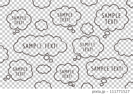もやもやした雲の形をした吹き出しの線画、モクモクとしたフキダシのベクターイラストの線 もやもやした雲の形をした吹き出しの線画、モクモクとしたフキダシのベクターイラストの線 111771527