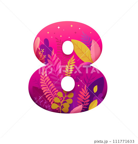 International Womens Day. March 8 banner with floral decor. Cut paper with a pattern of spring plants, leaves and flowers. Template for a poster, cards, banner Vector illustration 111771633