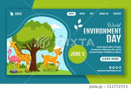 Environment Day Social Media Landing Page Cartoon Hand Drawn Templates Background Illustration 111772553