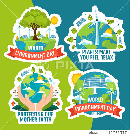 Environment Day Label Flat Cartoon Hand Drawn Templates Background Illustration Environment Day Label Flat Cartoon Hand Drawn Templates Background Illustration 111772557