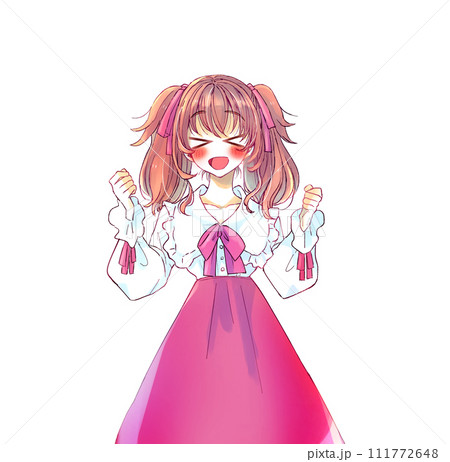 興奮するロリータ服の女性　赤色 111772648