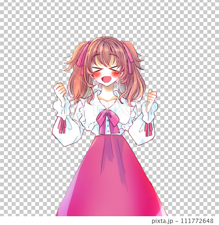 興奮するロリータ服の女性　赤色 111772648