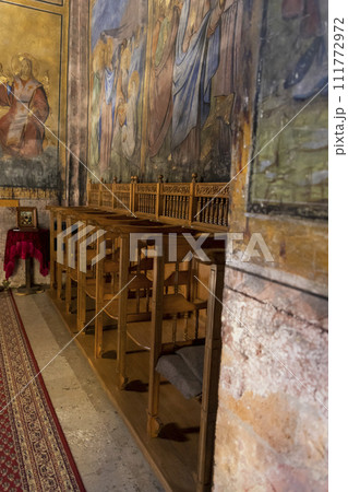 Interior of monestary called Raca in Serbia 111772972