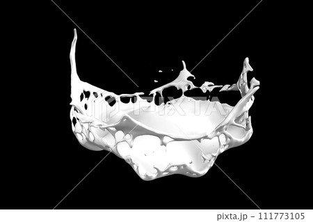 Milk splashing effect. Liquid beverage pouring .Design element for advertising.3D illustration 111773105