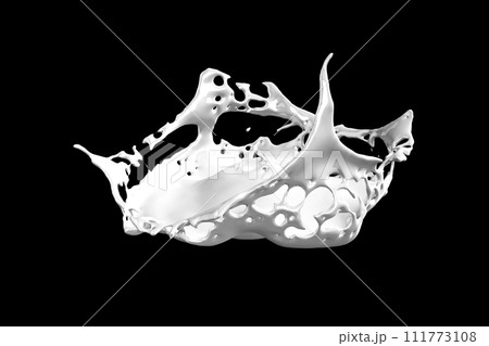 Milk splashing effect. Liquid beverage pouring .Design element for advertising.3D illustration 111773108