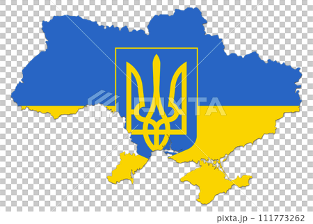 Map of Ukraine with Ukrainian flag on it illustration Map of Ukraine with Ukrainian flag on it illustration 111773262