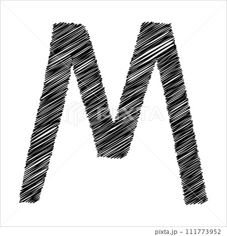 black Pencil sketch of the letter M black Pencil sketch of the letter M 111773952