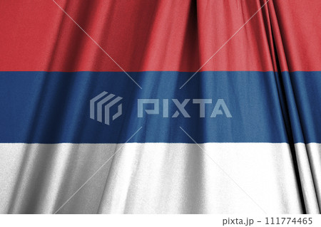 Serbian flag waving in the wind 3D illustration 111774465