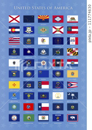 United States of America Federal state flags poster illustration 111774630