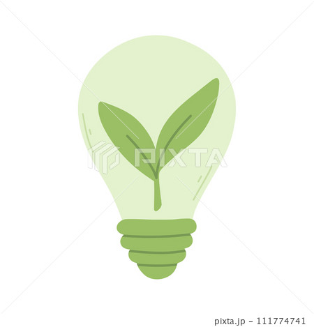 Eco light bulb isolated on white background. Vector illustration of green energy. Eco light bulb isolated on white background. Vector illustration of green energy. 111774741