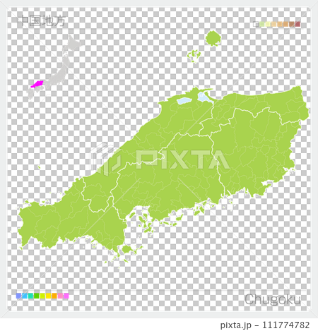 中国地方の地図・Chugoku(グリーン) 中国地方の地図・Chugoku(グリーン) 111774782