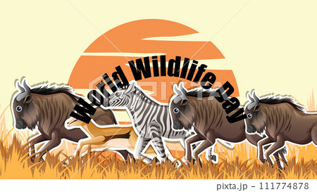 Celebrating World Wildlife Day Illustration Celebrating World Wildlife Day Illustration 111774878
