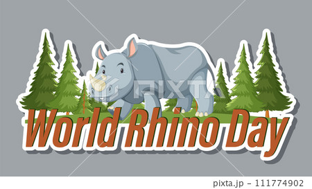 Celebrating World Rhino Day Illustration 111774902