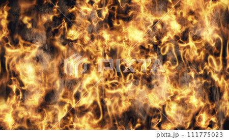 Burning fire in flames and smoke 3D illustration background Burning fire in flames and smoke 3D illustration background 111775023