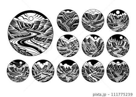 Set of nature canyon landscape circle illustration design 111775239
