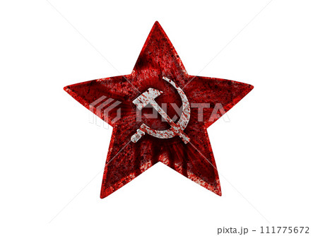 Soviet red star badge in blood isolated on white background Soviet red star badge in blood isolated on white background 111775672