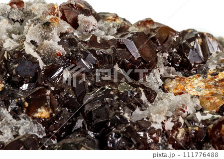 Macro stone mineral Sphalerite on a white background 111776488