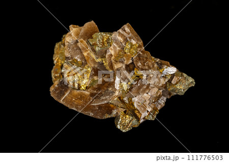 Macro siderite mineral stone on black background Macro siderite mineral stone on black background 111776503