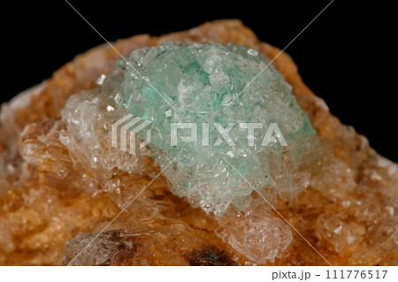 Macro stone Apophyllite mineral on black background 111776517