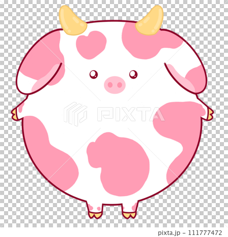 Cute Pink Cow Mascot Character Kawaii Cartoon illustration Kawaii Cow Cute Cow Cow Mascot Cow Character 111777472