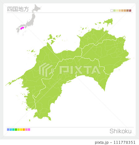 四国地方の地図・Shikoku(グリーン) 四国地方の地図・Shikoku(グリーン) 111778351
