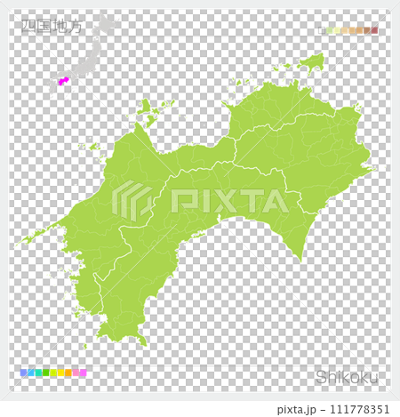 四国地方の地図・Shikoku(グリーン) 四国地方の地図・Shikoku(グリーン) 111778351