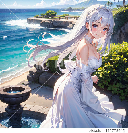 水を飲む白いドレスの女の子のイラスト素材 [111778645] - PIXTA