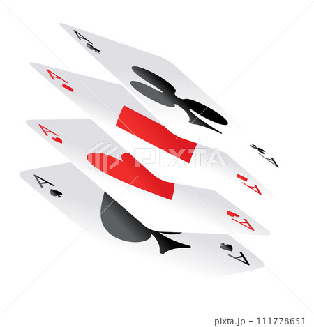 Playing cards poker. Four aces of diamonds clubs spades and hearts fall or fly as poker playing cards Playing cards poker. Four aces of diamonds clubs spades and hearts fall or fly as poker playing cards 111778651