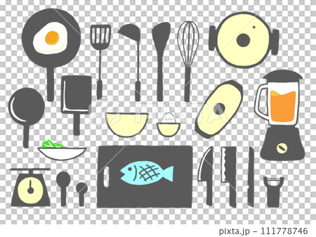 Illustration set of simple kitchen utensils Illustration set of simple kitchen utensils 111778746
