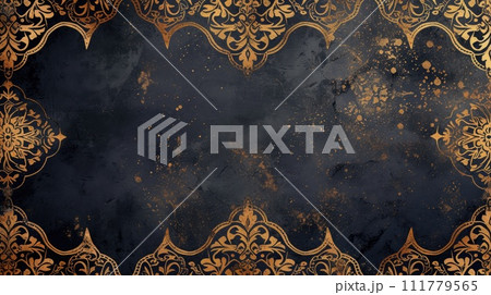 Islamic Gold Pattern on Dark Background 111779565