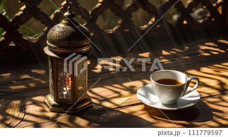 Ramadan Lantern and Crescent Moon Ramadan Lantern and Crescent Moon 111779597