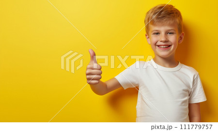 boy showing thumb up 111779757