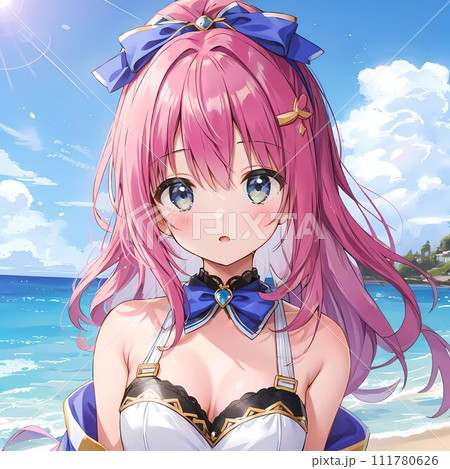 海辺に立つ少女 111780626