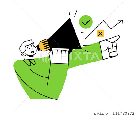 Man speaks into a loudspeaker 111780872