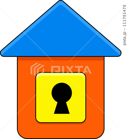 illustration of security and privacy symbol icon, house with password keyhole 111781478