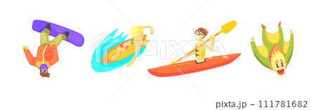Extreme Sports with Man Character Enjoy Activity Vector Set Extreme Sports with Man Character Enjoy Activity Vector Set 111781682