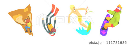 Extreme Sports with Man Character Enjoy Activity Vector Set Extreme Sports with Man Character Enjoy Activity Vector Set 111781686