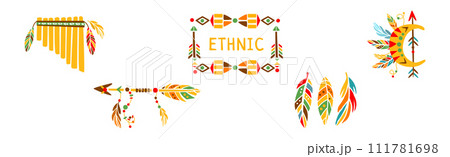 Ethnic Indian Symbol and Tribal Object Vector Set 111781698