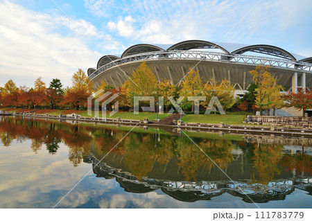 紅葉の新潟スタジアム(新潟県) 紅葉の新潟スタジアム(新潟県) 111783779