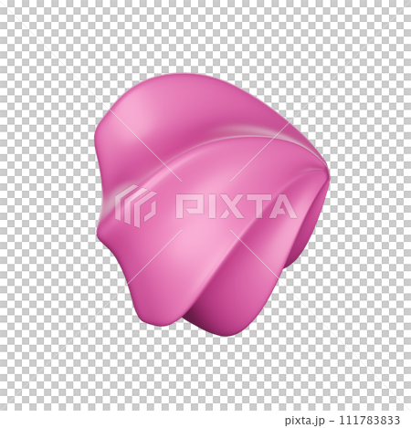 Whipped cream pink 3D rendering on white background have work path 111783833