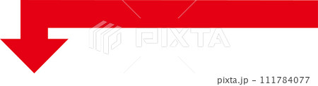 長い下向き赤矢印 長い下向き赤矢印 111784077